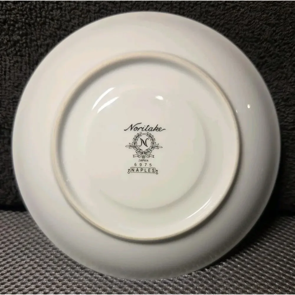 Noritake China Naples 6975 Cup & Saucer Gray Floral Trim